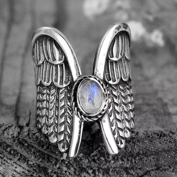 Jewelry - 💍 Antique Silver Plated Opal Angel Wing Ring 💍